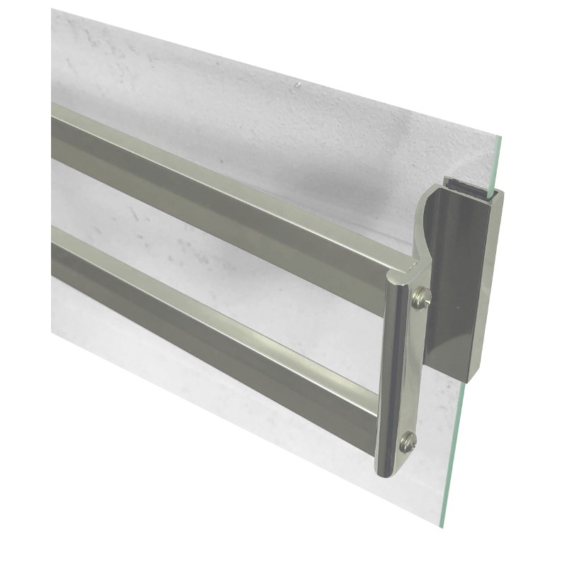 Chrome Sliding Frameless Shower Door Double Towel Bar Kit - 24" long