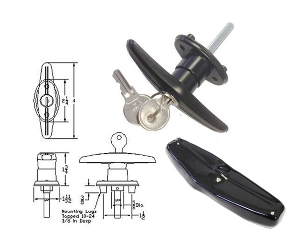 Gordon Glass&#174; Truck Cap Locking T-Handle with Dust Cover - Clockwise