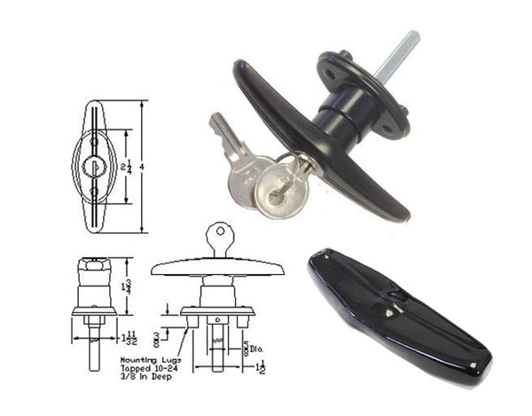 Gordon Glass&#174; Truck Cap Locking T-Handle with Dust Cover - Counter Clockwise